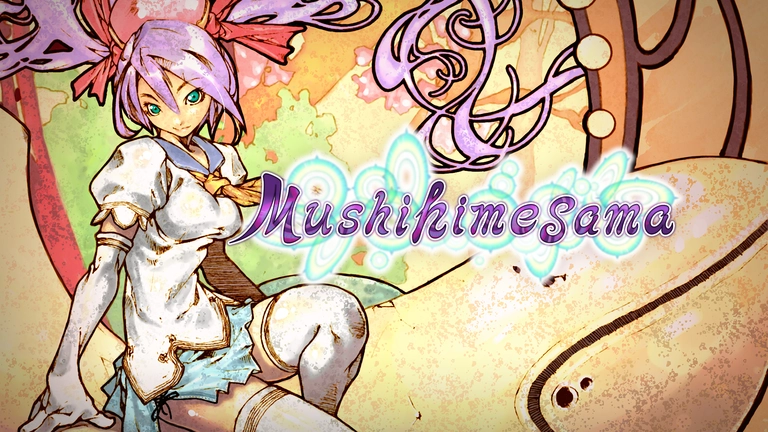 Mushihimesama character with pink hair wearing a white outfit.