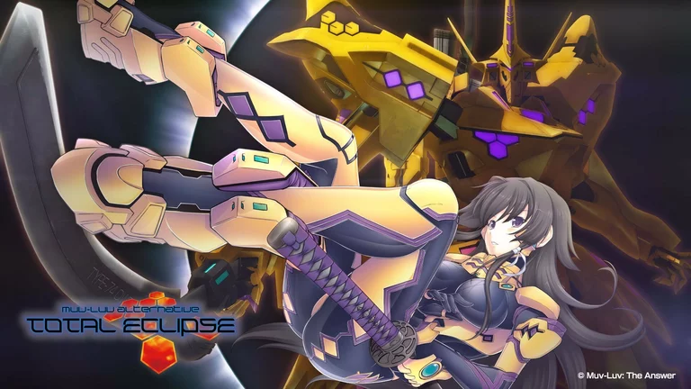 Muv Luv Alternative: Total Eclipse game art with girl wearing metal suit.