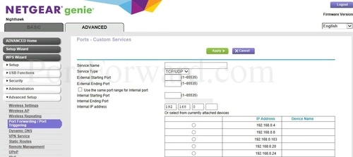 Netgear Nighthawk R8500 Port Forwarding Add Custom Service