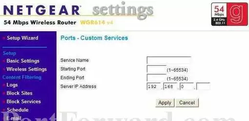 Netgear WGR614v4 port forward