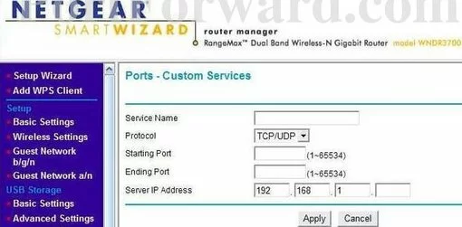 Netgear WNDR3700 port forward