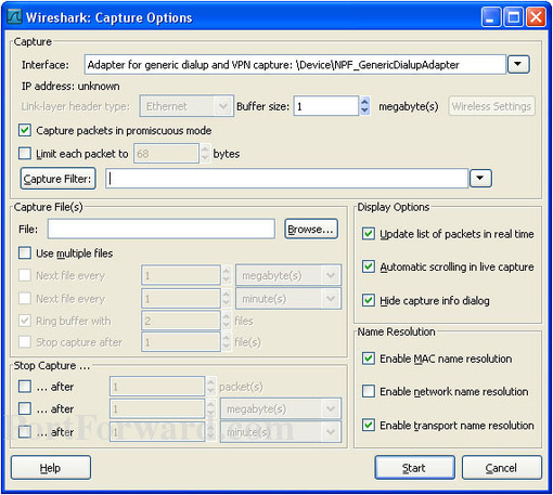 src port wireshark