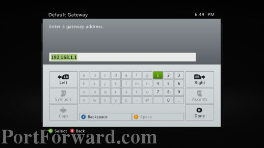 Xbox 360 Enter Gateway IP Address