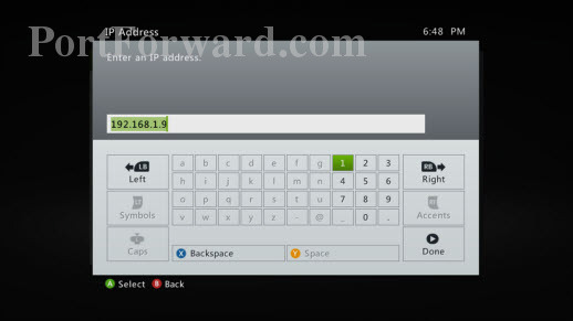 ip address xbox 360 dns mask primary server subnet enter isp start push xbox360 number network portforward networking done button