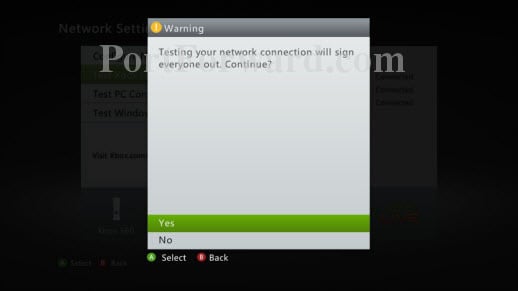 Xbox 360 Test Xbox LIVE Connection Warning Message
