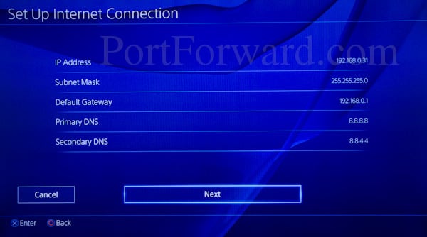 manual ip address ps4