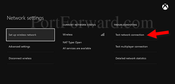 xbox one test connection with arrow
