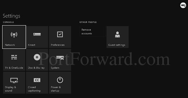 xbox one settings network