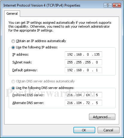 how to set a static ip address windows 7