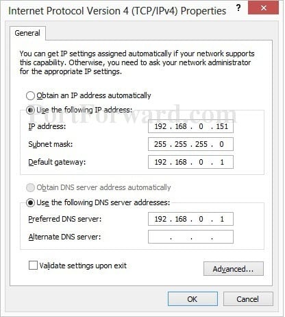 windows 8 setup static IP address