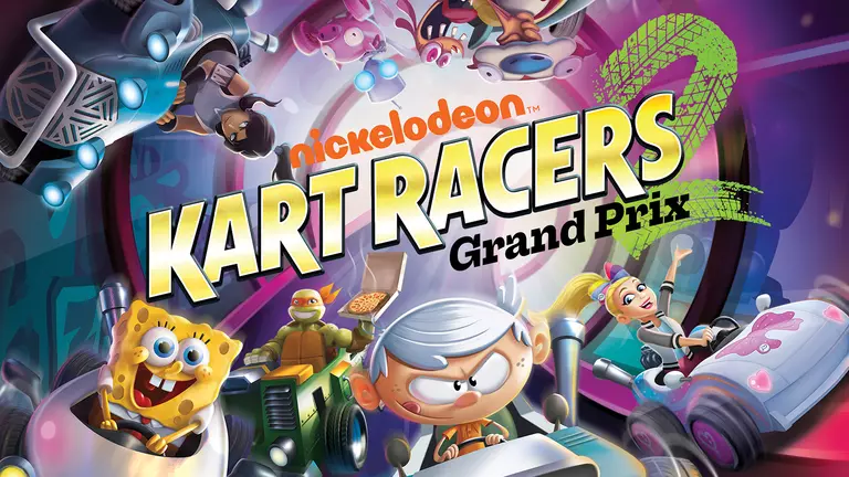Nickelodeon Kart Racers 2: Grand Prix game artwork featuring various Nickelodeon characters