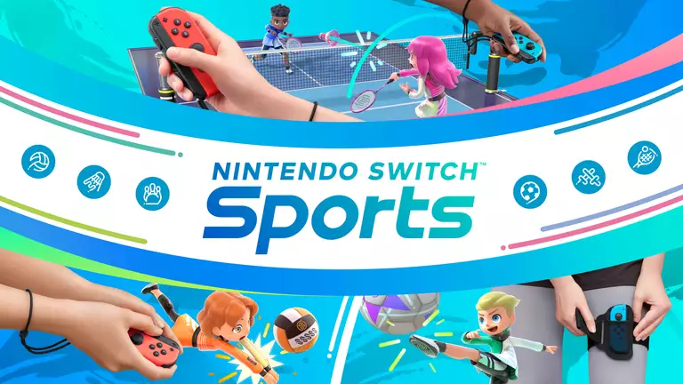 Nintendo Switch Sports artwork showing games of Badminton, Volleyball, and Soccer