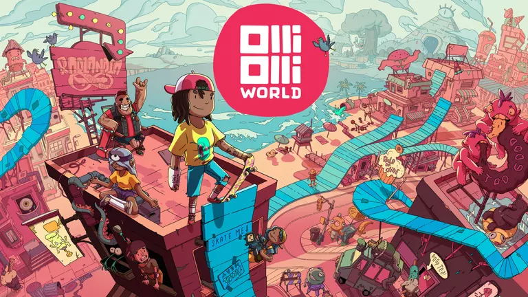 OlliOlli World game art showing character on a skate ramp.