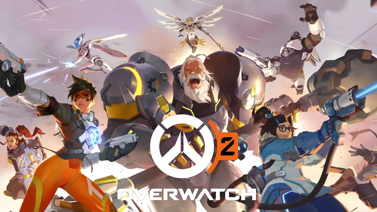 Overwatch 2 game art showing characters in the middle of a fight.