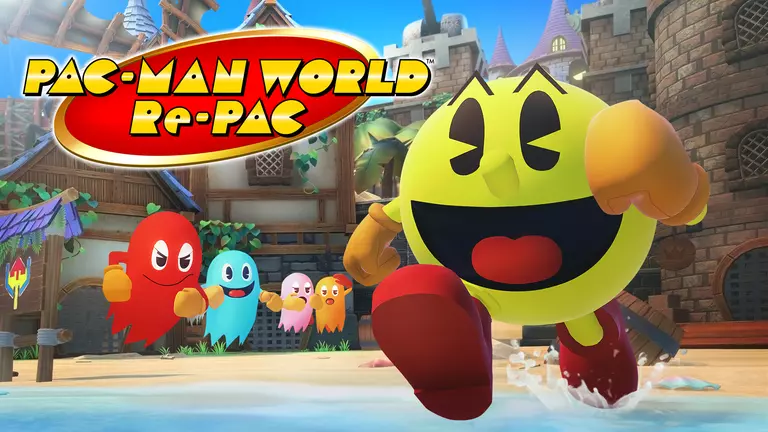 Pac-Man World Re-Pac game cover artwork featuring Pac-Man and the Ghost Gang
