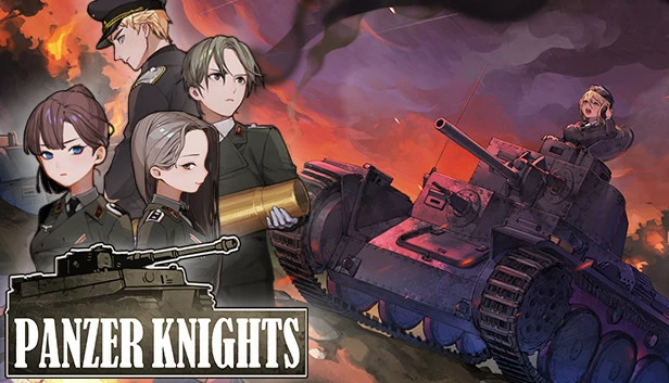 Panzer Knights game art showing characters with a tank in the background.