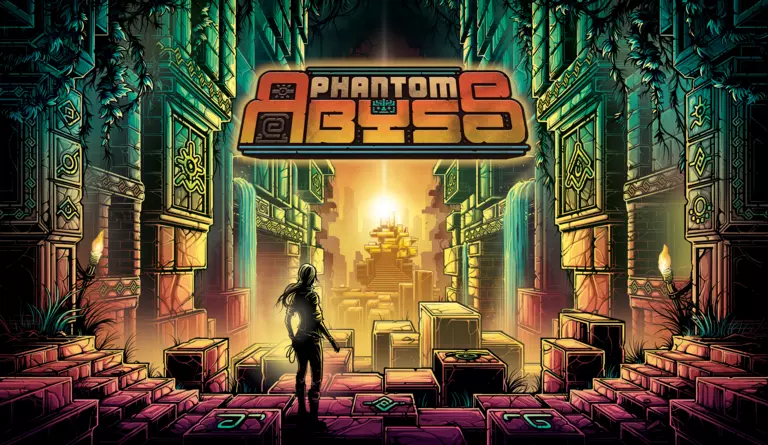 Phantom Abyss game art with player standing in a temple looking at a sacred relic.