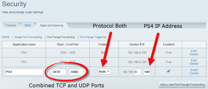 playstation router settings