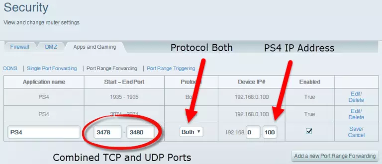 portforward ps4 linksys example