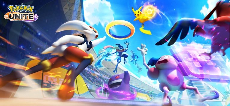 Pokémon Unite artwork featuring various Pokémon in combat