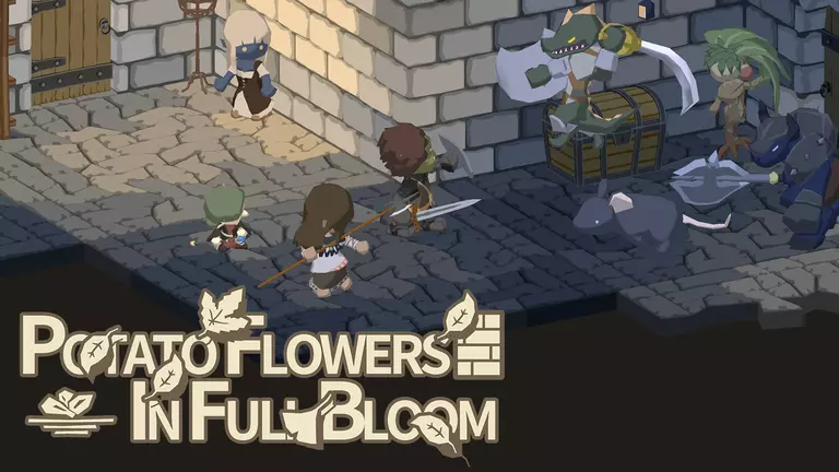 Potato Flowers in Full Bloom game art showing characters fighting against enimies.