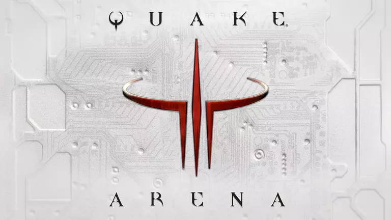 Quake III Arena logo in red sitting on a white background.