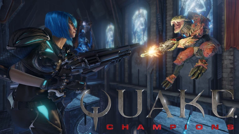 Quake Champions featuring Nyx and Sorlag in combat