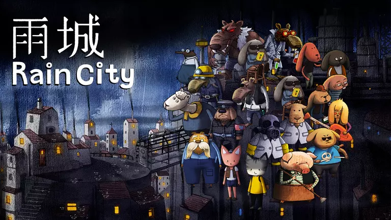 Rain City game art showing cast of characters.