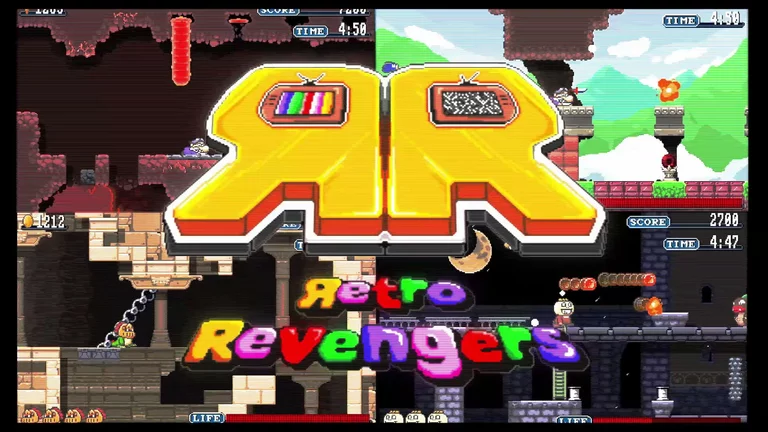 Retro Revengers game screenshots with logo