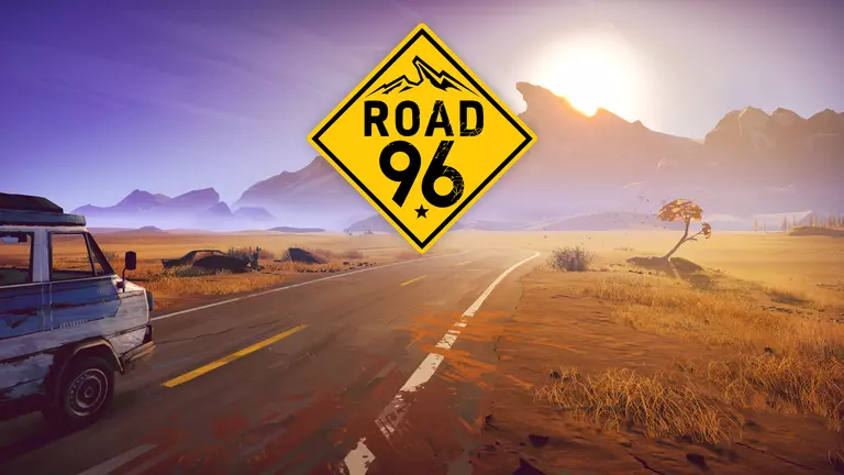 Road 96 game art showing a vehicle on an open road.