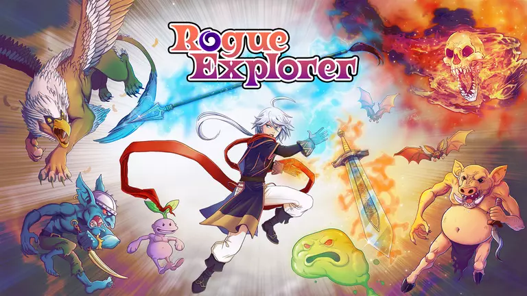 Rogue Explorer game art showing characters jumping through the air with their weapons.