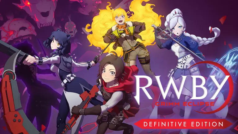 RWBY: Grimm Eclipse game art showing players with their weapons.
