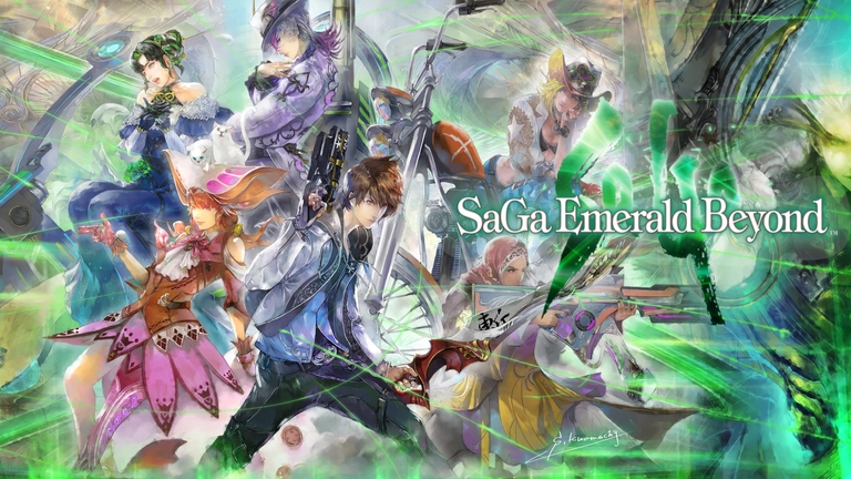 SaGa Emerald Beyond game cover artwork featuring all six protagonists