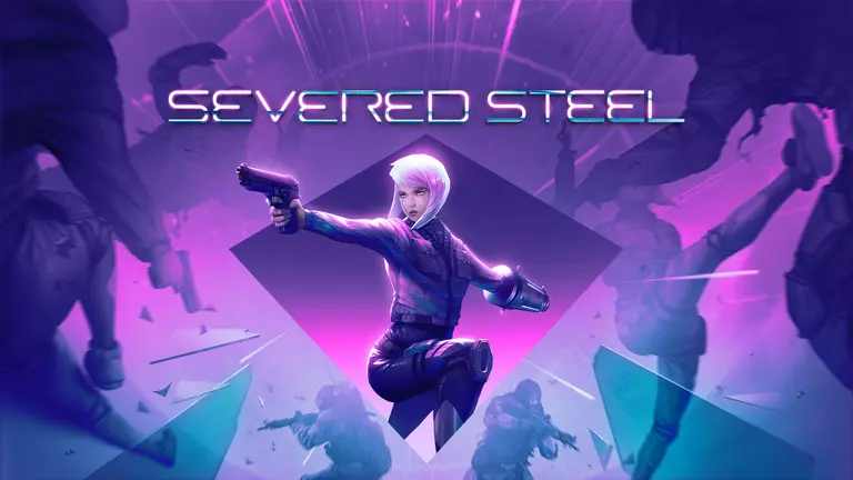 Severed Steel game art showing a character with weapons.