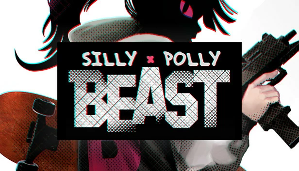Silly Polly Beast game art showing a player with a skateboard and a weapon.