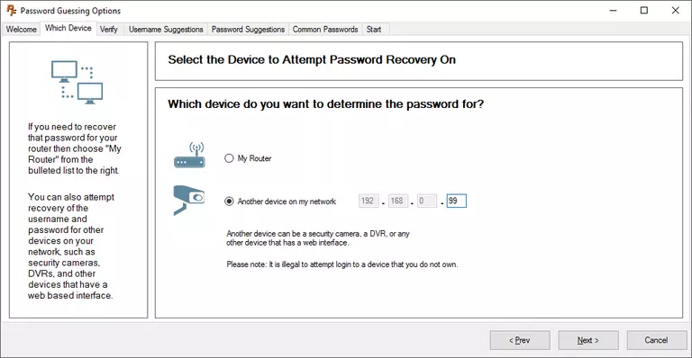Find Password Select Device