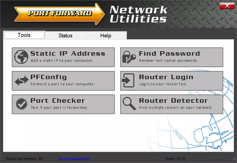Network Utilities main tools page