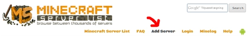 add new server button on Minecraft-server-list.com