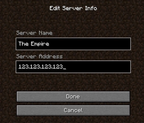 edit Minecraft server information