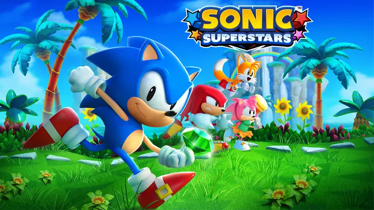 Sonic Superstars cover artwork featuring Sonic and friends