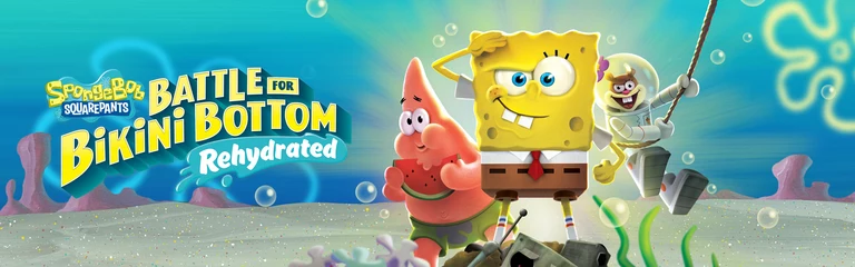 SpongeBob SquarePants: Battle for Bikini Bottom - Rehydrated artwork featuring SpongeBob, Patrick, and Sandy