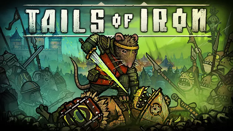 Tails of Iron artwork featuring rats in battle with frogs