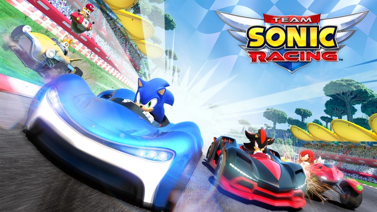 Team Sonic Racing cover art featuring various characters from the series in a race