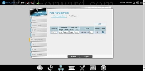 Telrad WLTCS-106 Port Forwarding