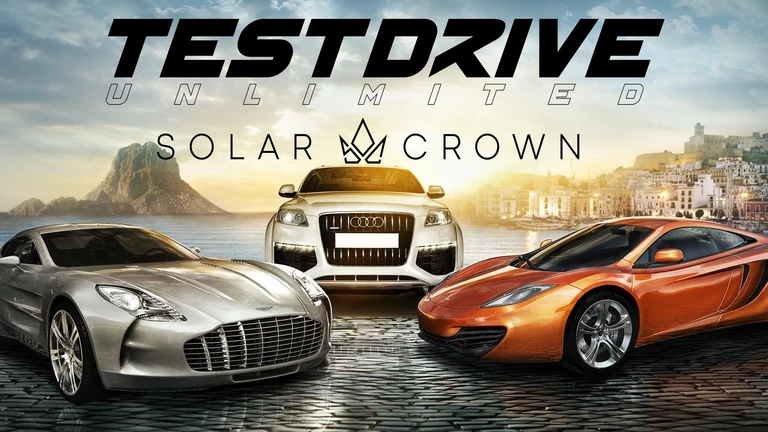 Test Drive Unlimited Solar Crown game art showing luxury cars.