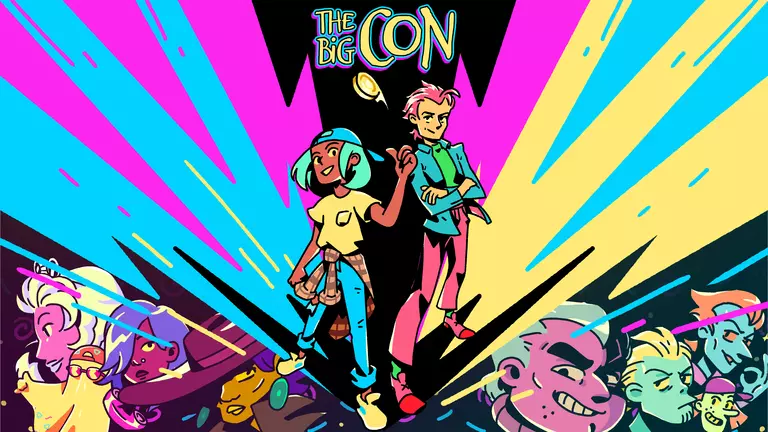The Big Con game art showing the cast of characters.