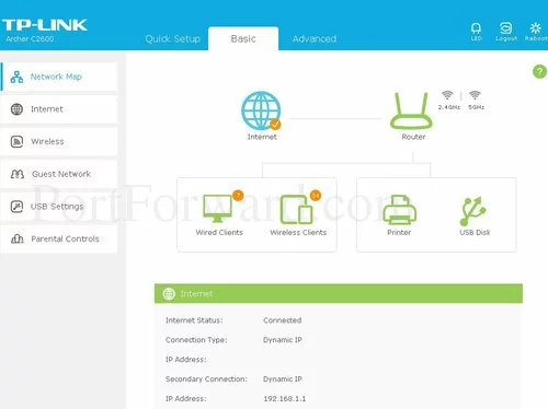 TP-Link Archer C2600 Basic Network Map