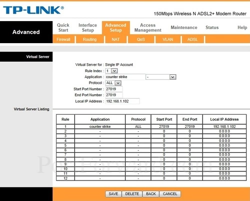 TP-Link TD-W8901N Virtual Server