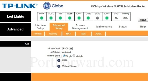 Open Ports on the TP-Link TD-W8901N Router