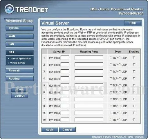 Trendnet TW100-S4W1CAvG port forward